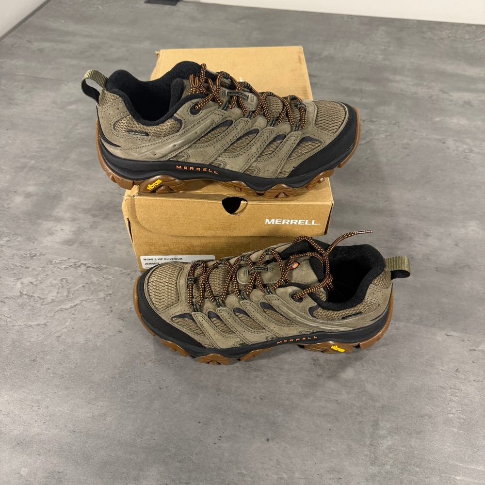 Merrell Hiking Shoes Mens 7.5 Moab 3 WP Olive Gum Waterproof J036553Z NEW